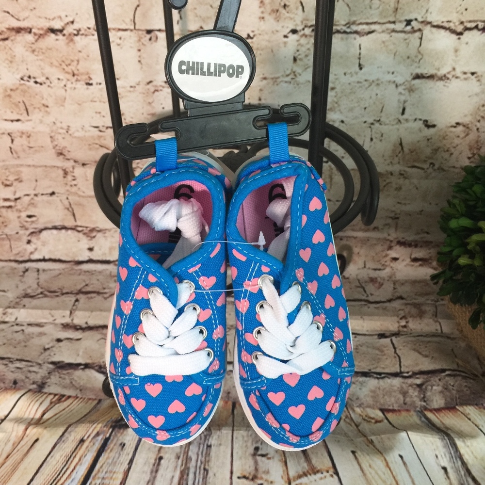 Chillipop Blue & Pink Heart Sneaker - Girls